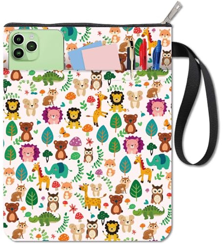 craspire Tier Buchhülle Löwe Buchschutz Eule Dinosaurier Baum Buchhülle für Taschenbuch Waschbarer Stoff Stoff Buchhülle mit Reißverschluss und zusätzlicher Ärmeltasche für Buchliebhaber