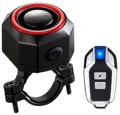 Motorcycle Alarm, Bike Alarm with Remote, 4-in-1 Motorcycle with Rear Light/Brake Light/Bicycles Bell, Waterproof Rear Lamp for Ebikes, Bicycles, System Anti Theft