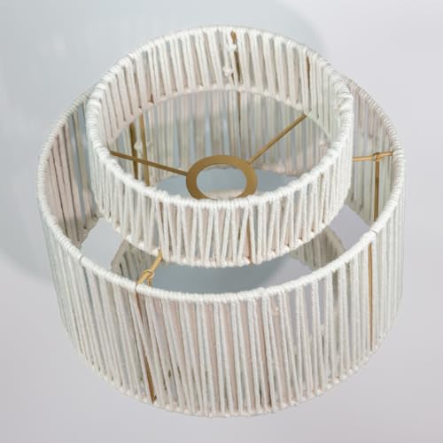 Osasy Boho Lampenschirm, Höhenverstellbar 2/3-lagig hänged lampenschirme boho, für Pendelleuchten/Stehlampe, Wohnkultur (Weiß, 30cm durchmesser)
