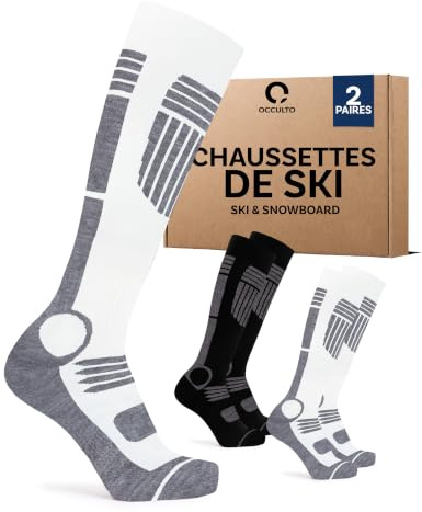 Occulto Herren Skisocken 2er Pack, 4er Pack (Modell: Felix) 2 Paar Schwarz Weiß 47-50