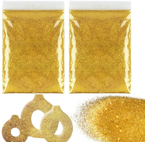 WQNNQW 100g Glitzerpulver Zum Basteln,Glitzer Gold,Glitzer Basteln Gold,Glitzerpulver Pailletten, Glitter Pulver,Für Makeup,Nägel,Handwerk,Gesicht,DIY Nagelkunst,Kartenbasteln