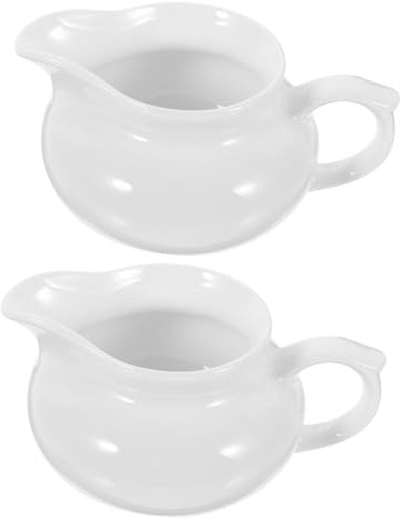 Warmhm 2 pezzi Portasalse in Ceramica Bianca con Dispenser per Salsa e Latte Design e Struttura Facile da e Versare per e Tavola