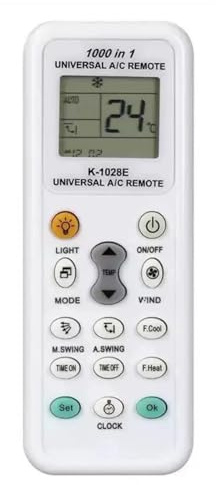 Telecomando universale per condizionatore d'aria, compatibile con Fujitsu, Haier, LG, Gree, Midea, Hitachi, Sharp, Panasonic, Samsung, Sanyo, Hisense, Whirlpool, Bosch (batteria non inclusa) (bianco