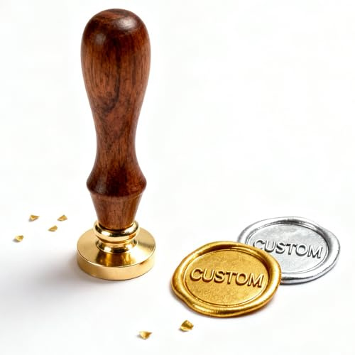 Siegelstempel Personalisiert mit Eigenem Logo oder Text, Wachssiegel Stempel Set mit Holzgriff, Individuell Graviert für Hochzeit, Einladung, Geschenk & Dekoration – Verschiedene Größen und Designs