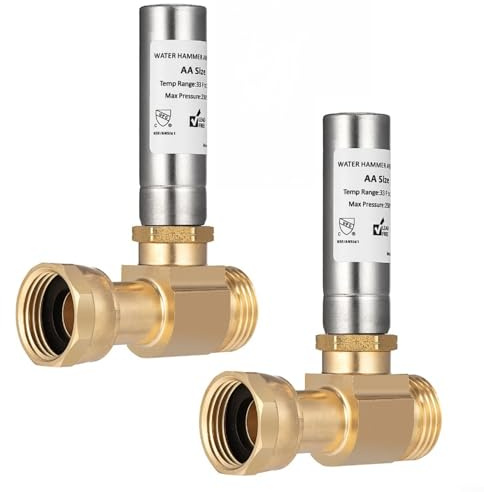 Puupaa 2 Pack Stainless Steel Water Hammer Arrestor 3/4 Inch NH, for Washing Machine Valve Noise Reduction, 250 PSI Rated, Horizontal or Vertical Installation