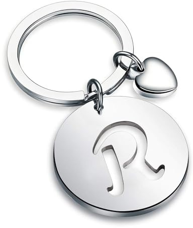 MIRPARVA Schlüsselanhänger Buchstabe, Edelstahl Schlüsselanhänger Herz Buchstaben, Silber Personalisierte Anhänger Geschenke für Partner, Papa, Männer, Freund, Freundin, Mama