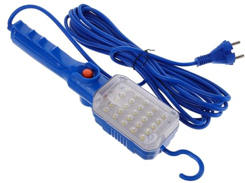 Luz de Trabajo LED Portátil de Mano 25 LED Azul 10w | Cable 5 Metros, Enchufe Eu 220v Ac, Iluminación Intensa para Taller y Garaje