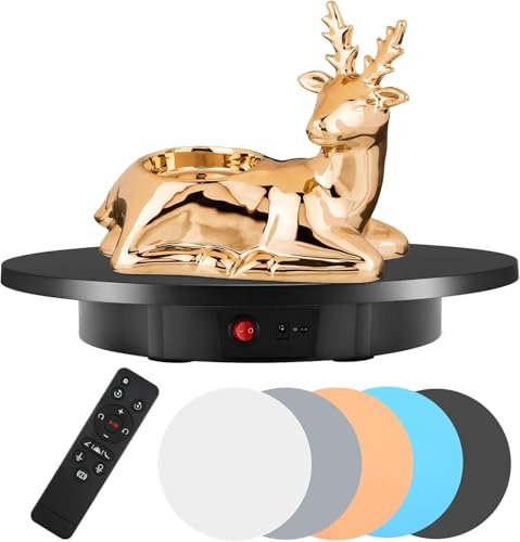 Drehteller Elektrisch 100 KG 42 cm Drehscheibe Elektrisch, Automatische Drehplattform 360° professioneller mit Fernbedienung 5 Hintergrund für Display, Fotografie