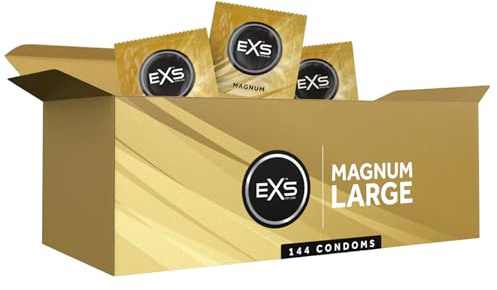 EXS Magnum Large Kondome (144er-Pack) Premium-Latexkondome für Männer mit nicht spermizidem Gleitmittel, gerade mit Reservoir, PETA-zertifiziert, 3 J. haltbar – CE-gekennzeichnet, Deutsch Entwickelt