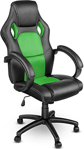 TRESKO Racing Chefsessel Bürostuhl Drehstuhl 14 Farbvarianten, gepolsterte Armlehnen, Wippmechanik, Lift SGS geprüft