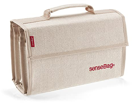 transotype senseBag Wallet, cremefarbene Tasche für bis zu 72 Marker, mit abgenähten Stiftfächern, aus abwaschbaren Polyestergewebe