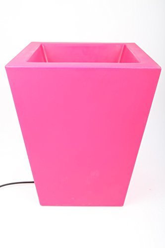 point-garden Beleuchteter Blumentopf aus Kunststoff, Pflanzkübel pink