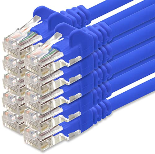1aTTack.de Câble Réseau Cat6 Cat 6-10x 0,25m - RJ45 Ethernet LAN DSL Routeur Modem - Bleu