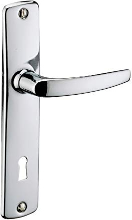 THIRARD - Ensemble de Poignées pour Porte Intérieure Abbeville - Trou de Clé - Acier Embouti - Usage Porte de Chambre - Entr'Axes 165 mm - Carré 7 mm - Finition Chromé - Gris