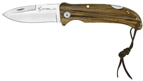 IFIELD Klappmesser Camper EL29042 Holzmesser, Zebra-Holzgriff, 21 cm lang, 9,5 cm Klinge, Campinggerät zum Angeln, Jagen, Sporttreiben