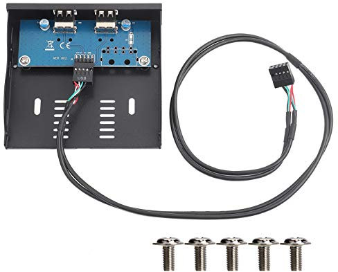 Bewinner Panneau Avant de Lecteur de Disquette USB 2.0, Panneau Avant de câble de cuivre étamé à 9 Broches à 2 Ports 3,5 Pouces USB 2.0, Accord Strict avec la Taille de l'interface du Lecteur de