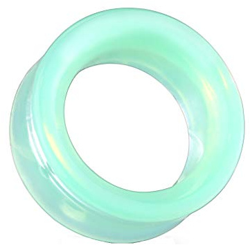 beyoutifulthings Ohr-Tunnel Grüner Opal Glas Ohr-Piercing Ohr-Schmuck Plug Double Flared Sattel-Verschluss 8-25mm