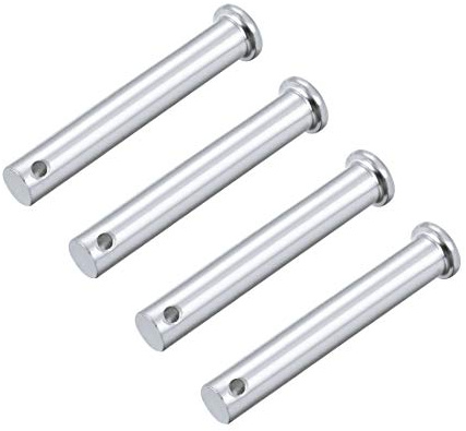 sourcing map 4 Stück Steckbolzen Einloch Gabelkopfstifte Flachkopf Gabelbolzen, 10mm X 65mm Splintstift Verzinkung Massiver Stahl Lochbolzen