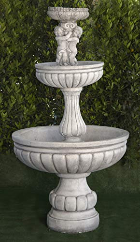 AnaParra Fontaine Centrale Classique en béton Jucar 100 x 185 cm - Poids: 338Kg Fontaine de Jardin décorative Romaine Style Jardin Anglais. Pompe à Eau Incluse. Fabriquée en Espagne.