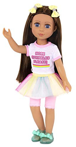 Glitter Girls - Kika - Poupée de mode posable Kika, 36 cm - Cheveux bruns et yeux bleus - Tenue de crème glacée - Jouets, vêtements et accessoires pour enfants 3 ans et +