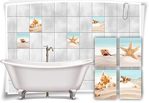 Medianlux Fliesen-Aufkleber SPA Wellness Seestern Muschel Flasche Post Sand AST Bad WC Deko, 20x25cm fp5p419h-133866