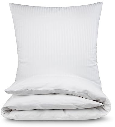 MALIKA® Satin Hotelnettwäsche Bettwäsche 135x200 mit 80x80 Kissenbezug | Bettwäsche mit Baumwolle für EIN besonders wohliges Hautgefühl, Farbe:Weiß Hotelverschluss, Größe:135x200 + 80x80