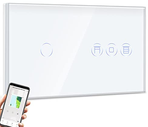 BSEED Alexa, interruttore per tapparelle, 1 vano, 1 via, WiFi touch, telecomando con app Smart Life/Tuya, interruttore smart per tapparelle, compatibile con Alexa e Google Home, colore: bianco