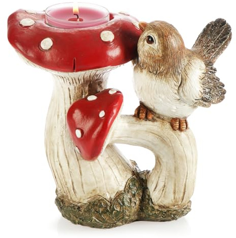 com-four® Herbstdekoration Pilze, Deko-Aufsteller, Fliegenpilz-Teelichthalt | dekorativer Kerzenhalter - Pilzfigur für herbstliche Wohnraumdekoration - Wohnaccessoire