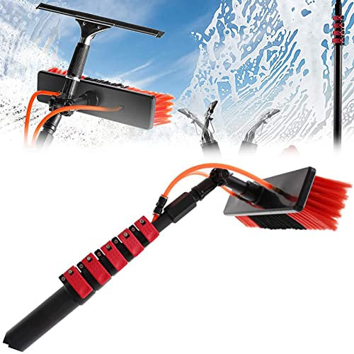 YEITH Spazzolone per Fotovoltaico, Lavavetri Telescopico, Kit Pulizia Pannelli Fotovoltaici, Pulizia di Finestre e Camion Kit Aste Alimentate ad Acqua, Vetro Pannello Solare Cleaning,7.2m/24FT