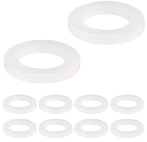 Qrity 10PCS Flat Silicone Gasket Sealing Ring, White Seals for G 1-1/4 Plumbing Pipes Faucet Washers Replacement, 39mm