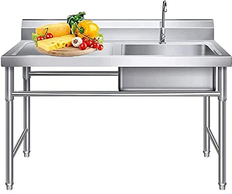 BEZAX Spülbecken,Rostfreie Edelstahl Spülbecken,Spülbecken Küche Edelstahl,Spülbecken Organizer,Camping Spülbecken,Spülbeckenregal,für Garage Restaurant Waschküche,Rightsink-1mm