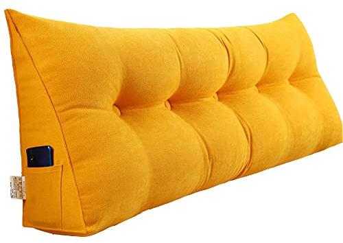 Ryggstödskudde triangulär sänggavel kudde stödkudde | 150x50x20cm, stor dubbel läskudde för dagbädd, kil dagbädd kudde, med avtagbart överdrag
