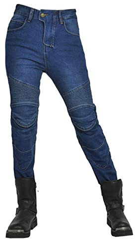HOMDECR Damen Slim Fit Motorrad Jeans Mit Protektoren Knie Und Hüftprotektoren Stretch Slim Fit Denim Motorradhose Cargo Motorradjeans Schutzhose Biker Pants (Blau,XS)