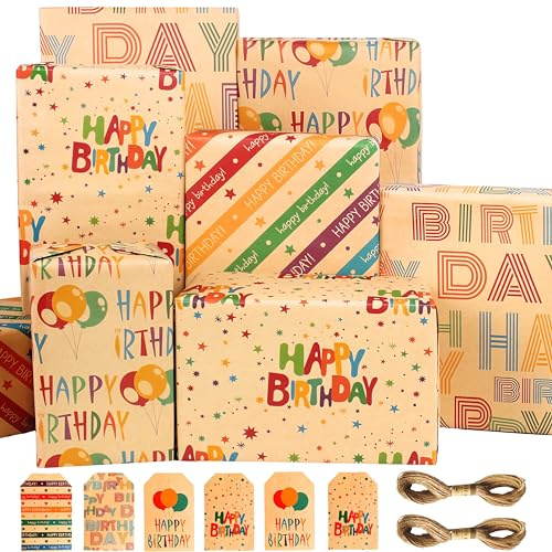 Carta da Regalo Compleanno, Pacchi per Regali per Ragazzi e Ragazze, Carta per Incartare Regali Birthday Wrapping Paper
