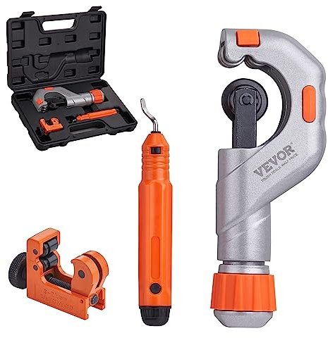 VEVOR 3PCS Tubing Cutter Set, 3/16-2 O.D. Copper Pipe Cutter, 1/8-7/8 O.D. Mini Tube Cutter and Deburring Tool, Heavy Duty Pipe Cutter Set for Copper, Aluminum, Stainless Steel, Plastic Pipes