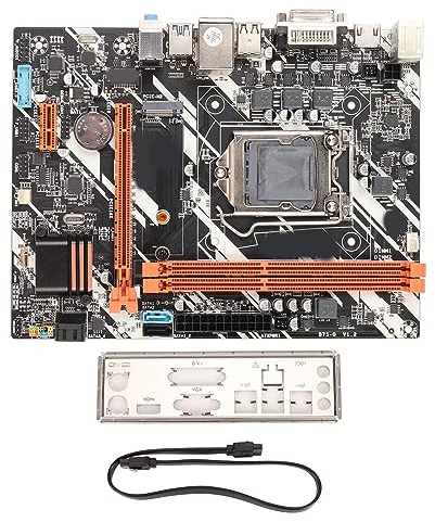 ciciglow Desktop Motherboard, M ATX DDR3 Mining Motherboard 16GB 4Pin 24Pin Power PCIe 16X DVI VGA HD Output Mainboard LGA1155 CPU Slot
