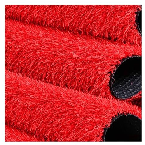 XLIHAWY Kunstrasen-Rasenrasen, Drinnen Draußen 3 cm Dicker Kunstrasen, Schneidebares DIY Rasenläufer-Teppich Mit Ablauflöchern Für Spielplätze Hinterhof, Rot (Farbe : Rosso, Größe : 39x157in)