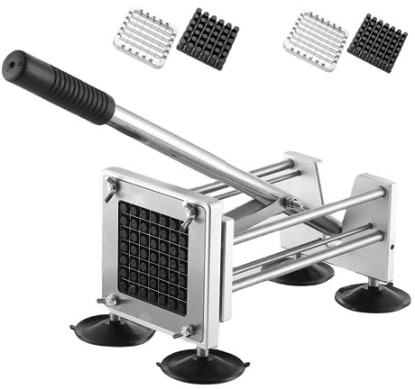 Coupe-frites，Coupe-pommes de Terre en Acier Inoxydable Professionnel avec Lame de Rechange de 1/2 et 3/8,pour Coupe-patates de Terre, Oignons,Carottes