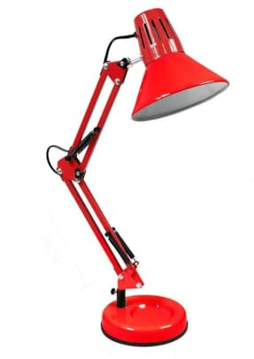 maolo Lampada da Scrivania Girevole e Snodabile E27 Struttura Metallica Resistente Braccio Estensibile 72cm Illuminazione Ufficio Casa 230V Cavo 1.5m Morsetto e Base Elegante Design (Rosso)