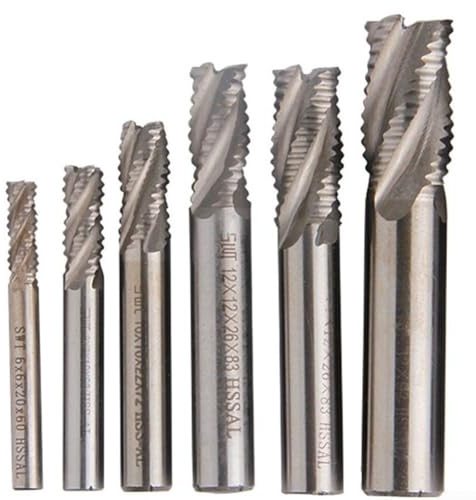 DAZZLEEX Fresa de borde corrugado de acero de alta velocidad HSS, diseño en espiral de 4 flautas para desbaste de metal, fresa de extremo CNC (12 mm)