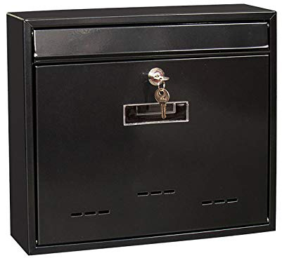 UiiLo Letter Box,Postbox,Wall Mounted Letterboxes with Rust-Proof Cover, Outdoor Key Locking Post Box, 36×9.2×31cm (Color : Black)
