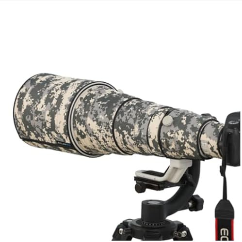 Rolanpro Copriobiettivo impermeabile per Canon RF 600 mm F4 L è USM mimetico antipioggia copertura per obiettivo custodia protettiva #UCP grigio mimetico digitale impermeabile