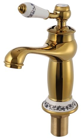 Antikes Messing Bad Wasserhahn Retro Einhebel Mischbatterie Waschtisch Waschtischarmatur Badarmatur Waschbecken (Gold)