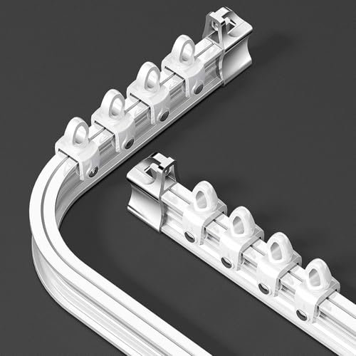 Binario Curvo per Tende A Soffitto, Flessibile E Pieghevole in Plastica ABS, con Ruote Mute per Installazione in Stanze, Camper E Tende da Doccia, Kit di Montaggio Incluso(1.50 m/5 ft)