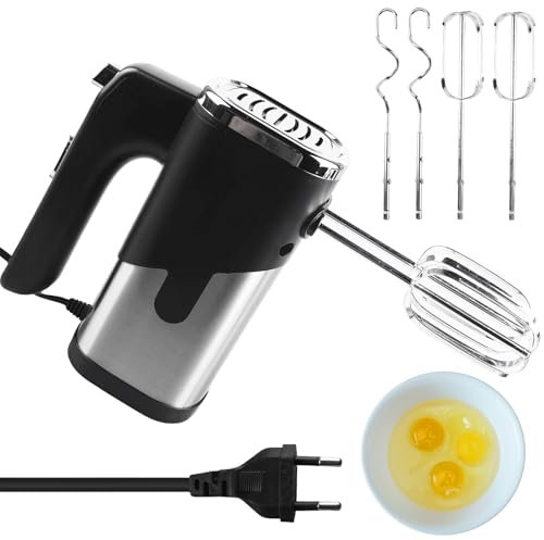Frullatore a mano: frusta manuale da 800 W, 7 velocità, agitatore elettrico con 4 accessori in acciaio inox, mixer a mano, impastatore in acciaio inox, miscelatore manuale, miscelatore da cucina