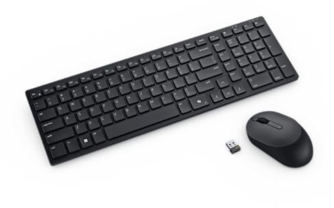 Dell 1760 Clavier et Souris sans Fil, AZERTY, Silencieux, 2,4 GHz | Design compact et ergonomique, autonomie jusqu’à 36 mois (souris) et 12 mois (clavier), connexion RF ou Bluetooth