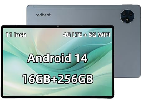 redbeat Tabletas para juegos Android 14 de 11 pulgadas, pantalla 2K, tabletas M2 Amazon con ranuras dobles para tarjetas SIM, 16 GB + 256 GB + 1 TB expandido, Octa Core, 8000 mAh, cámaras de 13 + 5 MP