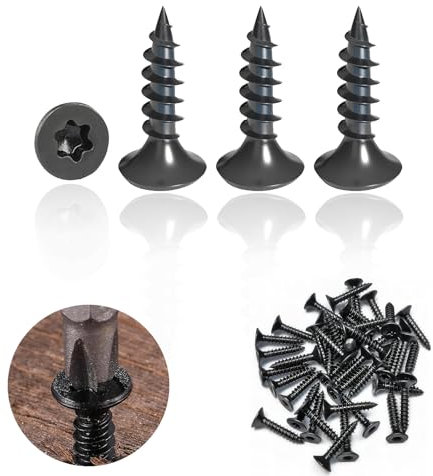 Torx Lot de 60 vis à bois - Noir - En acier inoxydable - M3 x 12 mm - Filetage complet - Vis autotaraudeuses - Vis universelles - Pour panneaux d'aggloméré