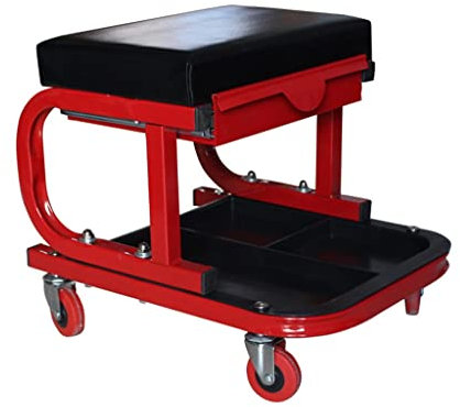 Siège ou chaise utilitaire mobile roulant, tabouret de mécanicien avec roulettes, siège à roulettes robuste, avec plateaux de rangement pour outils, tabouret de mécanicien (couleur : rouge, taille :