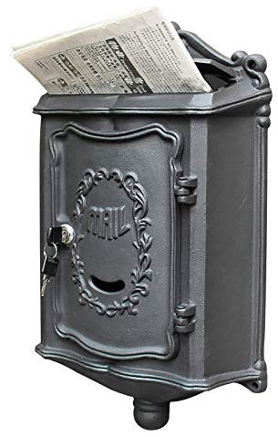 Cassetta postale a muro con serratura e resistente Cassetta postale sicura con serratura, cassetta postale a parete in stile inglese, cassetta postale resistente alle intemperie, oro/nero(Black)